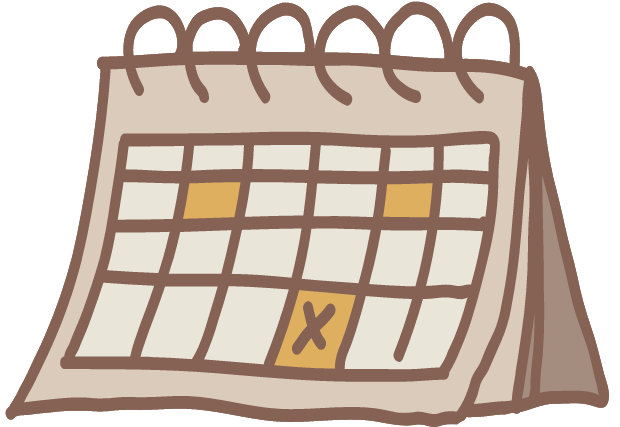 Illustration d'un calendrier à spirale avec un X sur l'une des dates.